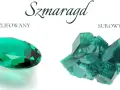 Szmaragd: oszlifowany, błyszczący kamień i surowa, krystaliczna forma.