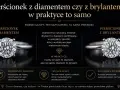 Dwa pierścionki z błyszczącym kamieniem. Jeden z nich to diament po oszlifowaniu, czyli brylant, który zachwyca blaskiem.