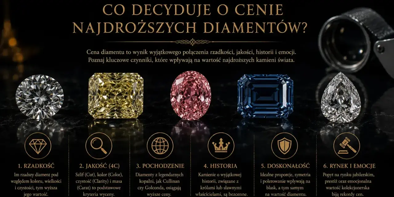 Pięć drogich kamieni: biały, żółty, różowy, niebieski i łza. Co to jest diament i co wpływa na jego cenę?