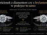 Dwa pierścionki z błyszczącym kamieniem. Jeden z nich to diament po oszlifowaniu, czyli brylant, który zachwyca blaskiem.