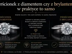 Dwa pierścionki z błyszczącym kamieniem. Jeden z nich to diament po oszlifowaniu, czyli brylant, który zachwyca blaskiem.