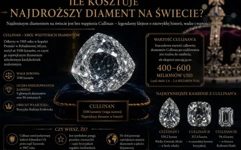 Największy diament świata, Cullinan, ważył 3106 karatów. Jego wartość szacuje się na 400-600 milionów USD.
