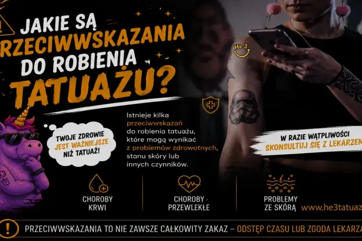 Przeciwwskazania do tatuażu: choroby krwi, przewlekłe, problemy ze skórą. Zawsze konsultuj się z lekarzem, gdy masz wątpliwości.