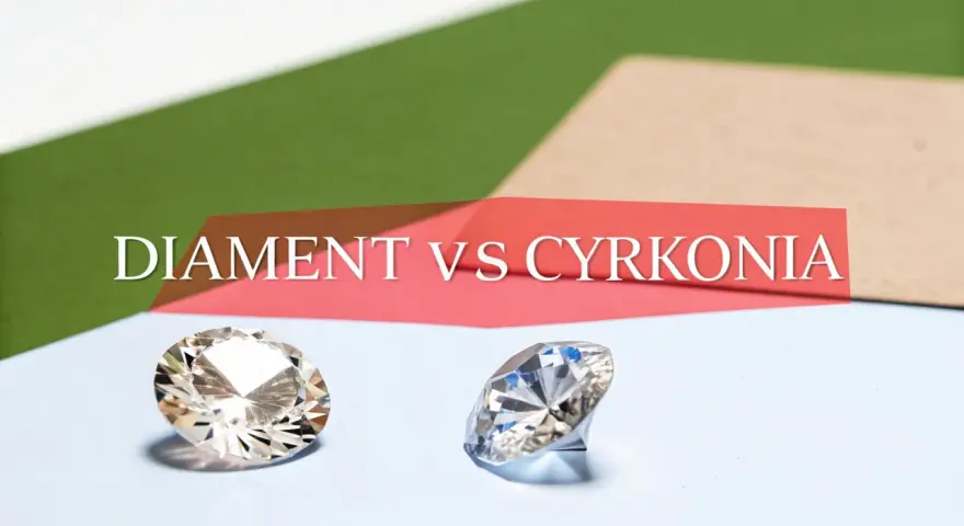 Dwa błyszczące kamienie, jeden diament, drugi cyrkonia. Dowiedz się, jak rozpoznać diament domowym sposobem.